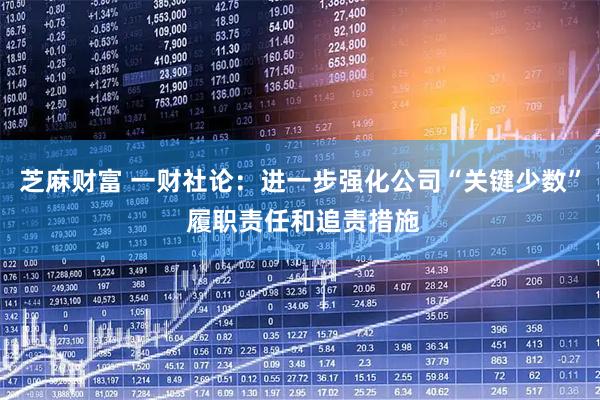 芝麻财富 一财社论：进一步强化公司“关键少数” 履职责任和追责措施