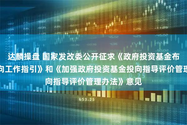 达麟操盘 国家发改委公开征求《政府投资基金布局规划和投向工作指引》和《加强政府投资基金投向指导评价管理办法》意见