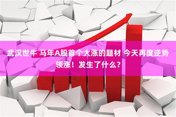 武汉世牛 马年A股首个大涨的题材 今天再度逆势领涨！发生了什么？